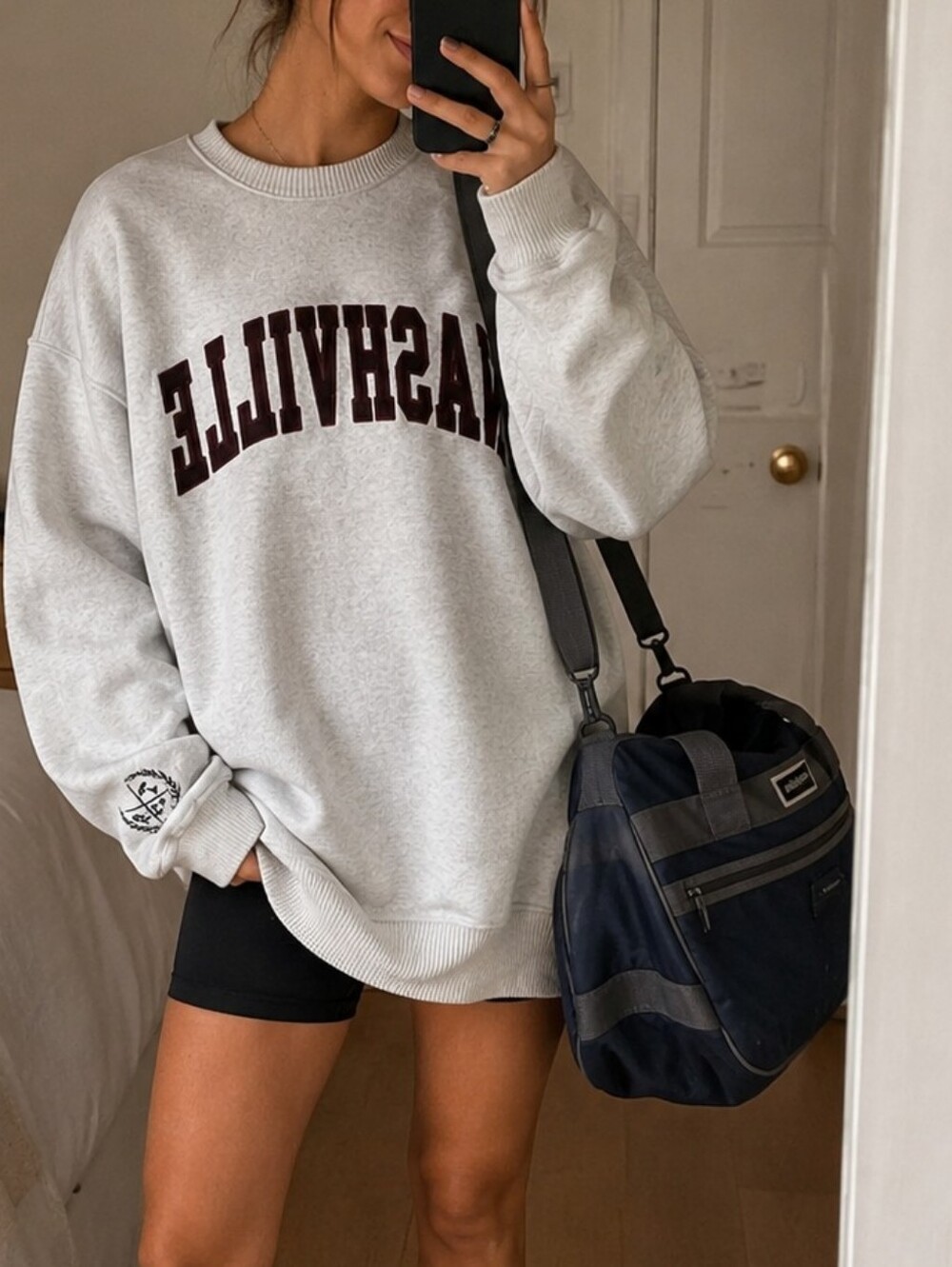 Nashville Arch Crewneck Sweater - Light Gray